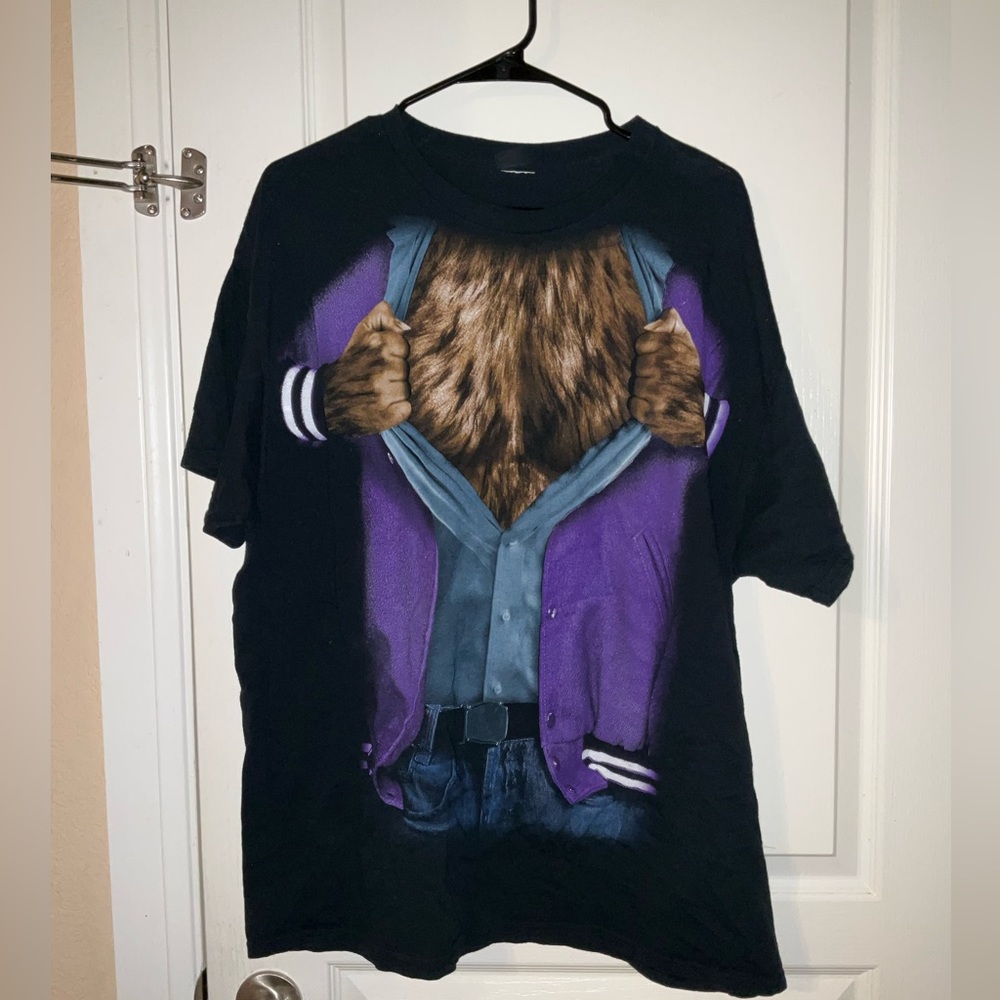 Gildan Purple Letterman Jacket Werewolf Wolfman T-Shirt